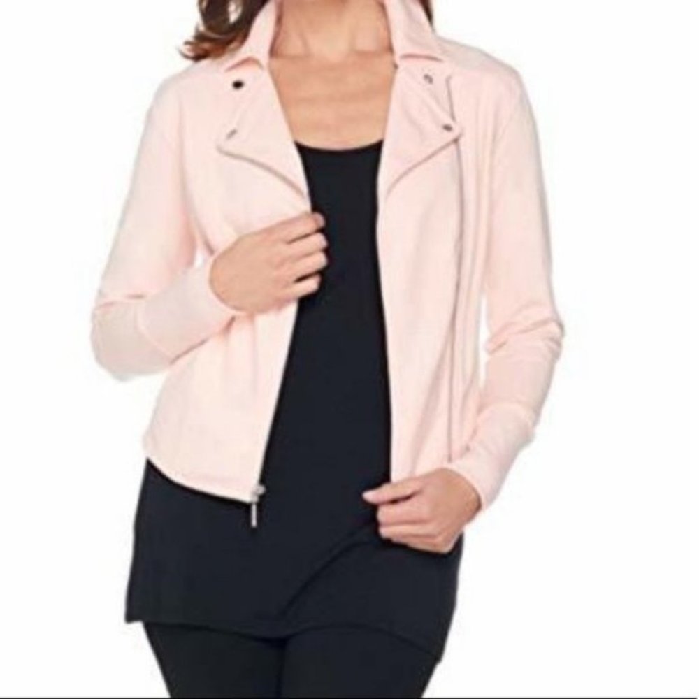 Halston Knit Moto Flyaway Jacket Size 4